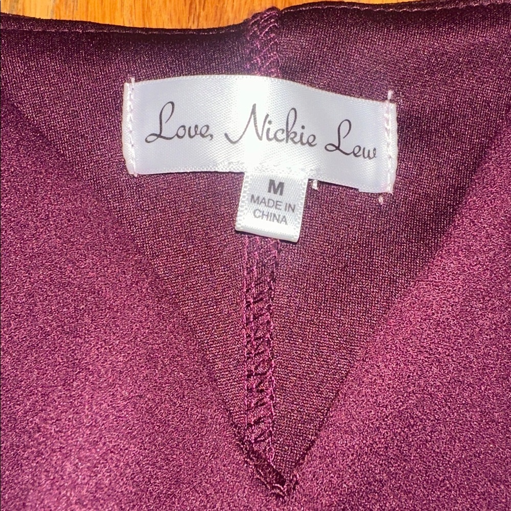 Elegant Burgundy Ruffle Dress - Picture 3 of 6